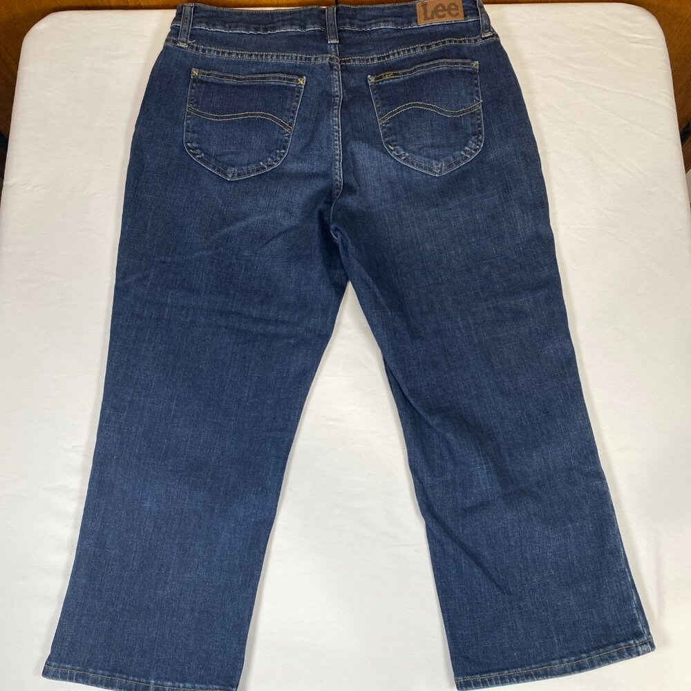 Lee Mid Rise Denim Capri Jeans Women's 12 Blue Cotton Blend - Picture 6 of 8